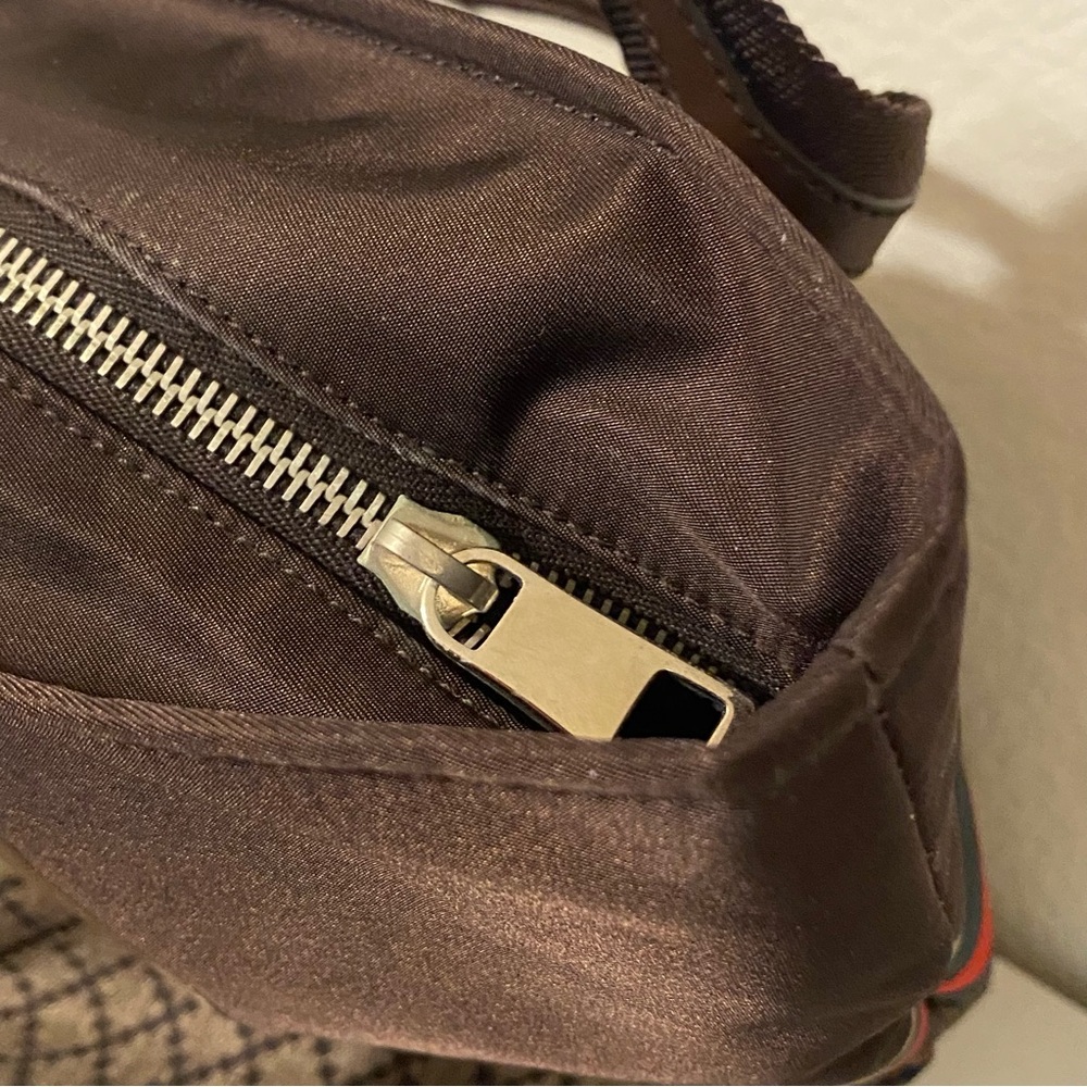 (NWOT) Gucci Brown Diamanté Nylon Shoulder Tote Bag - Picture 9 of 16